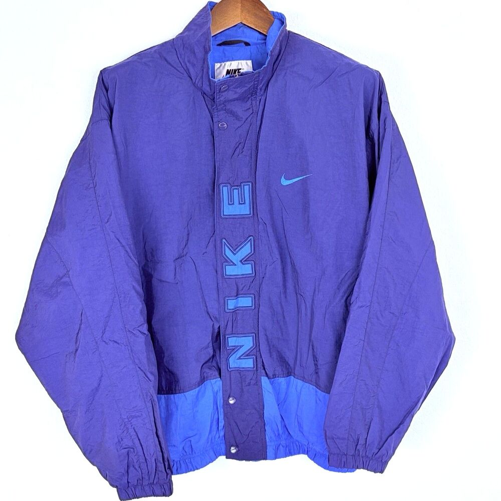 Vintage Nike Spellout Windbreaker Jacket XL Purple Blue 90s Swoosh